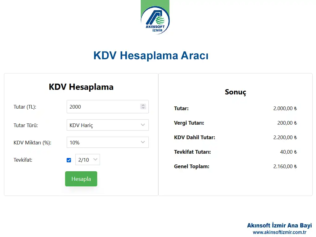 Kdv Hesaplama Güncel Kdv Oranları Ile Kdv Ve Tevkifat Hesaplama Aracı